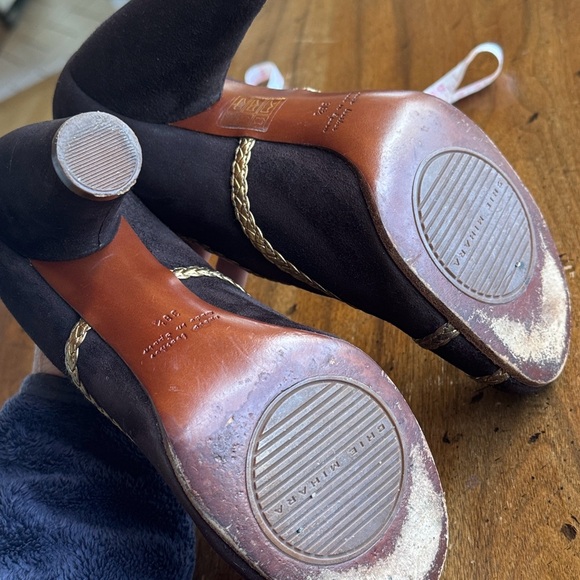 Chie Mihara Dark Brown Heels with Gold Braided Design size 38.5 - Picture 9 of 12